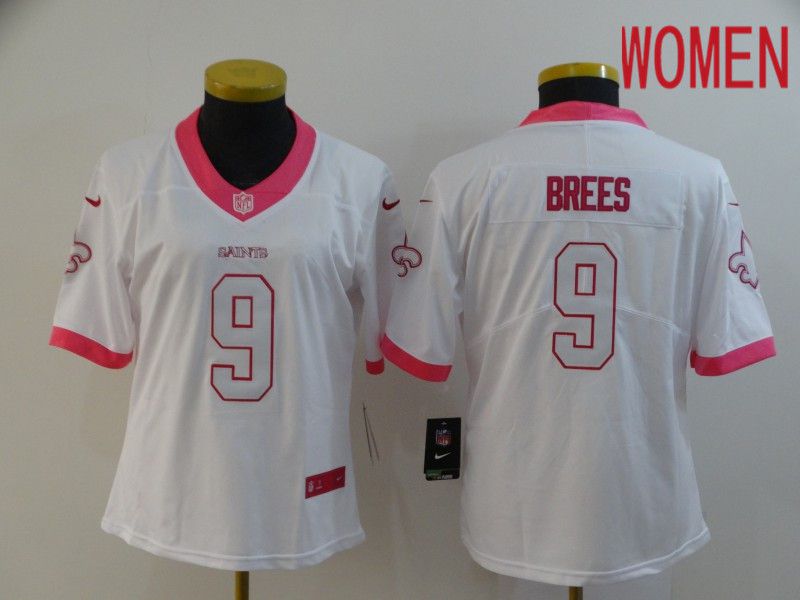Women New Orleans Saints #9 Brees White pink Nike Vapor Untouchable Limited NFL Jersey->women nfl jersey->Women Jersey